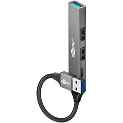 Goobay Slim 4-Port USB-Hub, USB-A auf USB-CTM/USB-A, USB 3.2 - USB-A-Stecker (USB 3.2) > 1x USB-A-Buchse (USB 3.2), 1x USB-CTM-Buchse (USB 2.0), 2x USB-A-Buchse (USB 2.0)