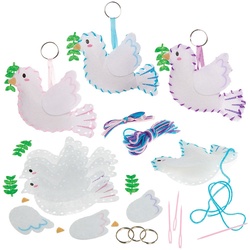 Bastelsets für Schlüsselanhänger und Taschenanhänger mit Friedenstaube (Pro Set 3) Bastelsets