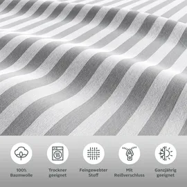 LeGer Home by Lena Gercke Bettwäsche "Linnea", grau (hellgrau), B/L: 155cm x 220cm, 1 Stk., 1 Stk., Renforcé, B/L: 80cm x 80cm, 2 Stk., Renforcé, Obermaterial: 100% Baumwolle, LEGER HOME BY LENA GERCKE, Bettwäsche, Bettwäsche, aus 100% Baumwolle, Streifendesign