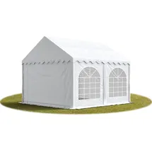 TOOLPORT PRO 4x4m Partyzelt PVC-Plane, weiß mit Bodenrahmen - (7344)