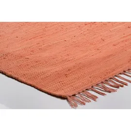 Zaba Theko Teppich aus 100% Baumwolle Flachgewebe Teppich Happy Cotton | handgewebt | Farbe: Terrakotta | 90x160 cm