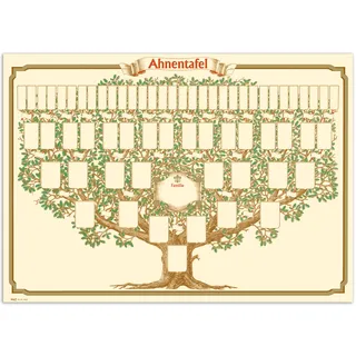 RNK Schmuck-Ahnentafel 1-63 für 6 Generationen, bis zu 63 Personen, 50 x 70 cm, aus Elefantenhautpapier, 1 Stück