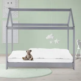 ML-Design Hausbett 80 x 160 cm Kiefer grau
