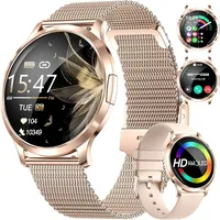 mit Telefonfunktion  Fitnessuhr mit Herzfrequenz Schlafmonitor/Menstruationszyklus, 110+Sportmodi & IP68 Wasserdicht für Android iOS - Gold