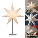 Star Trading Weihnachtsstern mit Ständer Sensy 78 – Leuchtstern stehend, Sternlampe aus Papier & Metall, crème, H 78 cm, E14