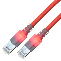 EasyLan DualBoot LED Patchkabel RJ45 S/FTP Kat.6 (Class E), mit saCon Stecker, LSOH, rot, 0,5 m