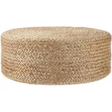 Tectake handgefertigter Beige, Textil, rund, 58x22x58 cm, Wohnzimmer, Hocker Poufs