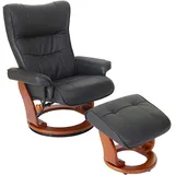 Robas Lund MCA Relaxsessel Montreal, Fernsehsessel Hocker, Echtleder 130kg belastbar ~ schwarz, honigfarben