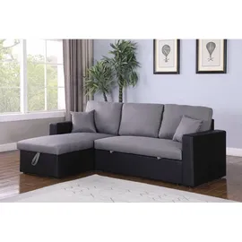 Habitat et Jardin Ecksofa reversibel mit Schlaffunktion und Stauraum Alain - 3-Sitzer - Schwarz/Grau