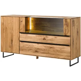MASSIVMOEBEL24.DE Sideboard 160 x 87 x 43 cm Wildeiche geölt / Beige