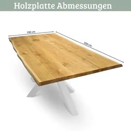 deluke Massivholzplatte Eiche mit Baumkante 200 x 100 cm