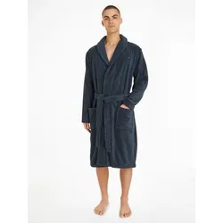 Bademantel Gr. XXL, blau (navy), XXL (56), Baumwoll-Webfrottier, TOMMY HILFIGER UNDERWEAR, Hausmäntel, Bademantel, mit aufgesetzten Taschen