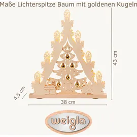 Weigla Lichterspitze 7-flammig Weihnachtsbaum mit Kugeln 38 x 43 x 4,5 cm