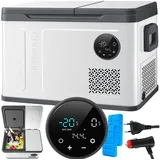 KESSER Kühlbox Kompressor 2in1 Doppelzone Kühl & Gefrierfach elektrische Gefrierbox, 49 l, mit 2x Kühlakkus & LED-Touch-Bedienung Kühlschrank bis -20 °C silberfarben