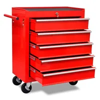 VidaXL Roter Werkstattwagen 5 Schubladen