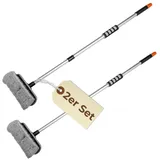 GarPet 2x Autowaschbürste Teleskop Stiel Waschbürste Auto waschen PKW LKW Garten Boot Wohnmobil Alu Waschbürste mit Teleskopstiel 80-130 cm