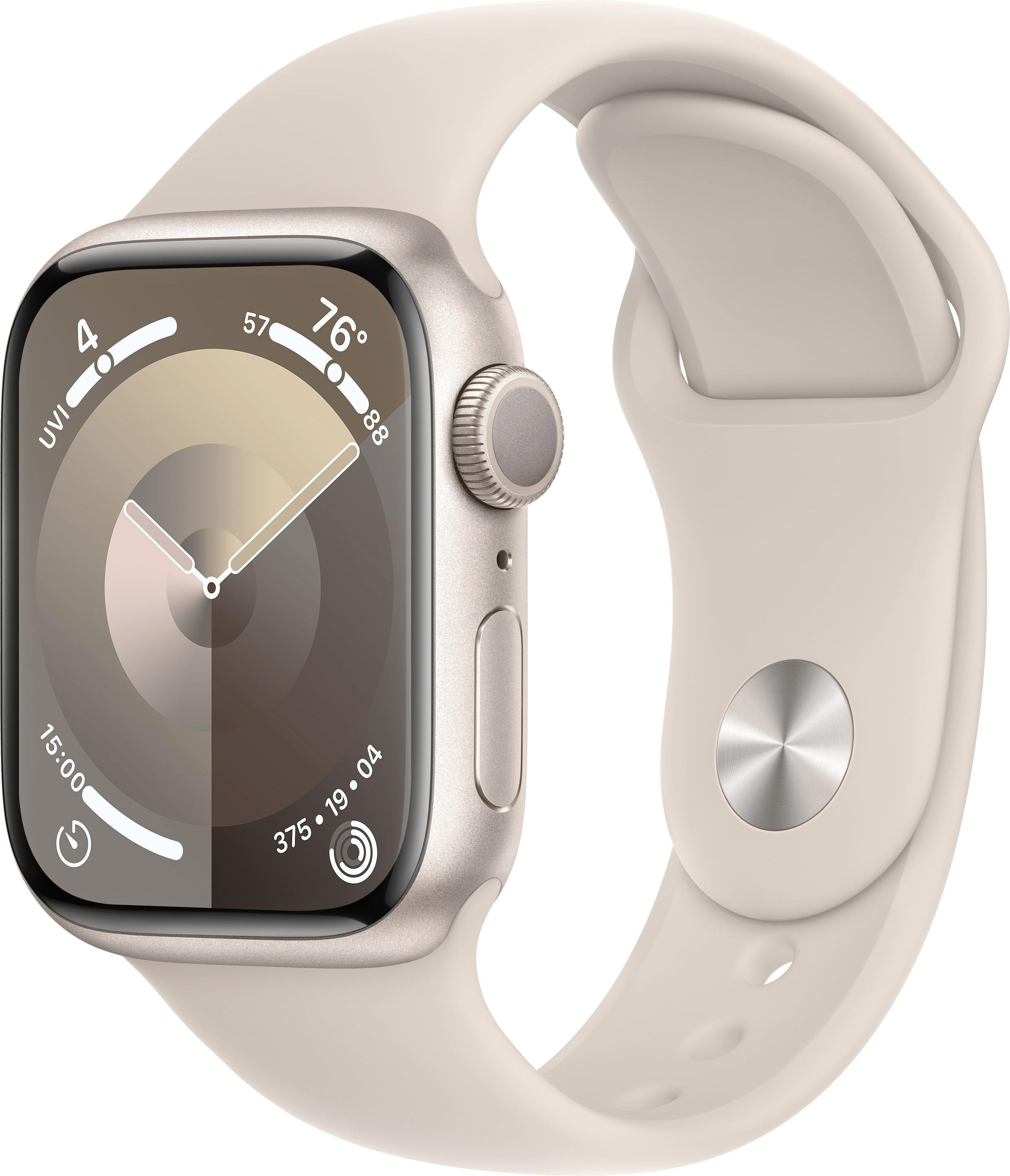 Apple Watch Series 9 (41 mm, Aluminium, nur WLAN, S/M), Sportuhr + Smartwatch