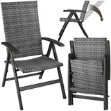 Tectake Canberra Rattanstuhl 58 x 72 x 108 cm grau klappbar