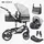 veska VESKA® 3 in 1 Kombi-Kinderwagen inkl. Babyschale, Jogger mit Wickeltasche, Moskitonetz, Regencover, Spieltisch, Autoschale Fußsack, QuickF... - anthrazit/grau)