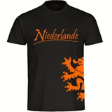 multifanshop Kinder T-Shirt - Niederlande - Löwe seitlich - Druck orange - Kind
