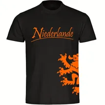multifanshop Kinder T-Shirt - Niederlande - Löwe seitlich - Druck orange - Kind