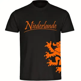 multifanshop Kinder T-Shirt - Niederlande - Löwe seitlich - Druck orange - Kind