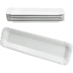 6x Pur Pappteller aus Porzellan 25,7x7,5cm weiß Servier-Teller Wurst Pralinen