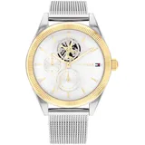 Tommy Hilfiger Multi Zifferblatt Quarz Uhr für Damen mit Silbernes Edelstahl-Mesh-Gliederarmband - 1782713