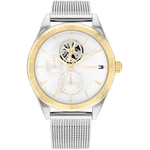 Tommy Hilfiger Multi Zifferblatt Quarz Uhr für Damen mit Silbernes Edelstahl-Mesh-Gliederarmband - 1782713
