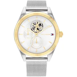 Tommy Hilfiger Multi Zifferblatt Quarz Uhr für Damen mit Silbernes Edelstahl-Mesh-Gliederarmband - 1782713