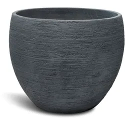 Pottery runder Blumentopf wellenartige Struktur Ø 50 cm, Höhe 44 cm anthrazit