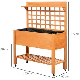 Outsunny Pflanztisch, hellbraun B/H/L: ca. 40x135x105 cm, - hellbraun
