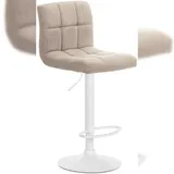 CLP Barhocker Calma Stoff 360° drehbar höhenverstellbar 60 x 40 x 100 cm Creme/Weiß