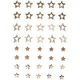 Rayher Streudeko Sterne, Holzsterne, 40 Stück, Tischdeko Mini-Sterne aus Holz, FSC zertifiziert, 2 Größen, gold und natur sortiert, 1,2 cm ø, Weihnachtsdekoration zum Streuen, 46624505