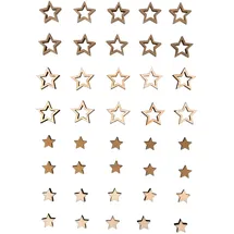 Rayher Streudeko Sterne, Holzsterne, 40 Stück, Tischdeko Mini-Sterne aus Holz, FSC zertifiziert, 2 Größen, gold und natur sortiert, 1,2 cm ø, Weihnachtsdekoration zum Streuen, 46624505