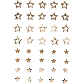 Rayher Streudeko Sterne, Holzsterne, 40 Stück, Tischdeko Mini-Sterne aus Holz, FSC zertifiziert, 2 Größen, gold und natur sortiert, 1,2 cm ø, Weihnachtsdekoration zum Streuen, 46624505