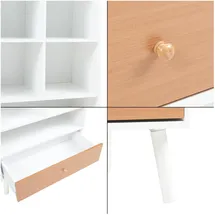 [en.casa] Reyljand Bücherregal 120 x 70 x 40 cm Weiß/Teakoptik