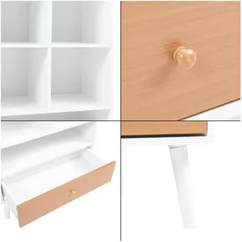 [en.casa] Reyljand Bücherregal 120 x 70 x 40 cm Weiß/Teakoptik