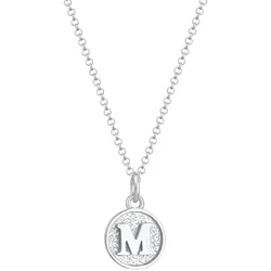 Elli Buchstabe M Initialen Vintage Plättchen 925 Silber Ketten   Damen 