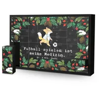 Mr. & Mrs. Panda Adventskalender Fuchs Fußball spielen - Schwarz - Geschenk, Schenken, Adventskalender (1-tlg) schwarz