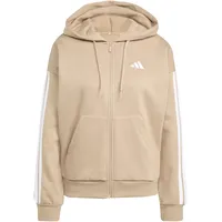 Adidas Essentials 3-Stripes Full-Zip Fleece Hoodie, warm Sandstone/White, M
