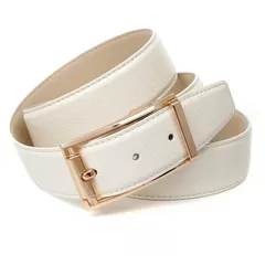 Ledergürtel ANTHONI CROWN, Damen, Gr. 85, weiß, Leder, unifarben, Gürtel, mit Dornschließe in goldfarben, abgesteppte Ränder
