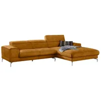 W.Schillig Ecksofa "piedroo, Designsofa mit tollem Sitzkomfort, bequem und elegant, L-Form", gelb (brandy s37), B:303cm H:70cm T:193cm, Stoff S37 (100% Polyester): Luxus-Microfaser in Lederoptik, Sofas, Ecksofa, Kopfteilverstellung, wahlweise mit