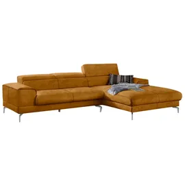W.Schillig Ecksofa "piedroo, Designsofa mit tollem Sitzkomfort, bequem und elegant, L-Form", gelb (brandy s37), B:303cm H:70cm T:193cm, Stoff S37 (100% Polyester): Luxus-Microfaser in Lederoptik, Sofas, Ecksofa, Kopfteilverstellung, wahlweise mit
