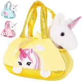 Brubaker Einhorn Tasche Weiß - 20 cm - Plüschtier in Handtasche - Plüsch Stofftier Kuscheltier - Gelb