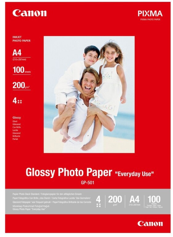 ORIGINAL Canon Papier Weiss GP-501 A4 0775B001 Fotopapier, DIN A4, 200 g/m2, 100 Blatt, glossy