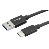 Ansmann USB 3.2 Gen1 (USB 3.0 / USB 3.1 Gen1) USB-A Stecker, USB-C® Stecker 2.00 cm USB3.0 Ladekabel Datenkabel Aluminium Gehäuse