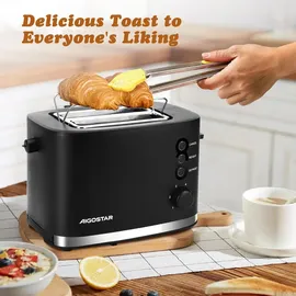 Aigostar - Toaster 2 Scheiben, extra breite Toastschlitze, 6 Bräunungsstufen,800W