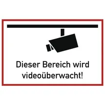 moedel - warnen-sichern-kennzeichnen Hinweisschild Videoüberwacht 30 x 20 cm Rot/Schwarz/Weiß