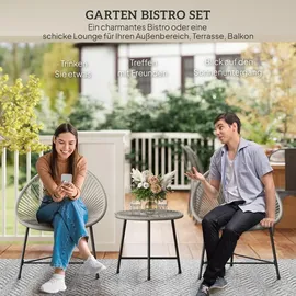Outsunny Polyrattan Set 3-tlg. Grau